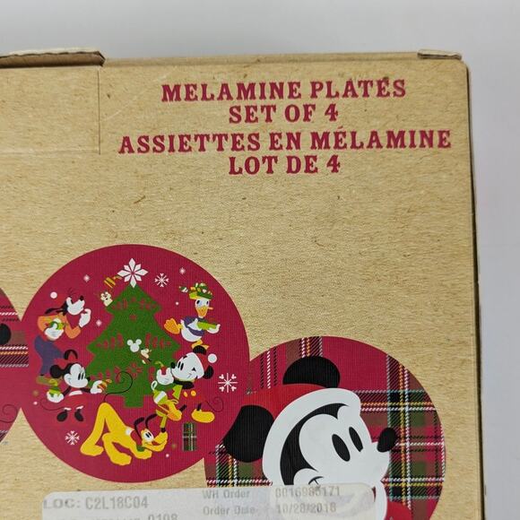 Mickey Minnie Mouse Christmas Tray Plates Serving Melamine Plaid Red Green New - Picture 15 of 16